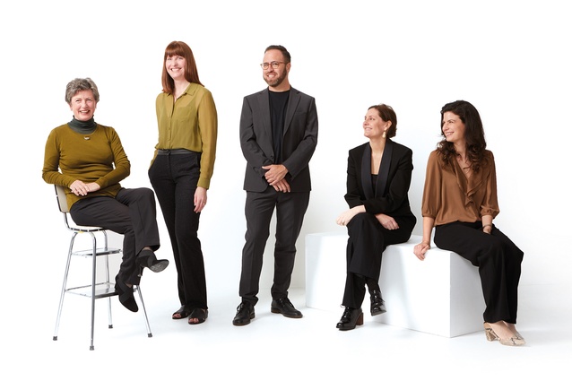 The 2020 Interior Awards jury is comprised of (from left to right) Julie Stout, Kate Rogan, Federico Monsalve, Katie Lockhart and Erini Compton.