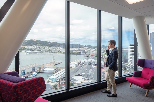 Views can be enjoyed across Wellington Harbour and the city, thanks to the decision to place the partners' offices within the interior of the floor plan.