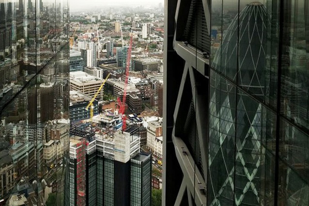 Construction in the city of London, viewed from the Leadenhall Building.