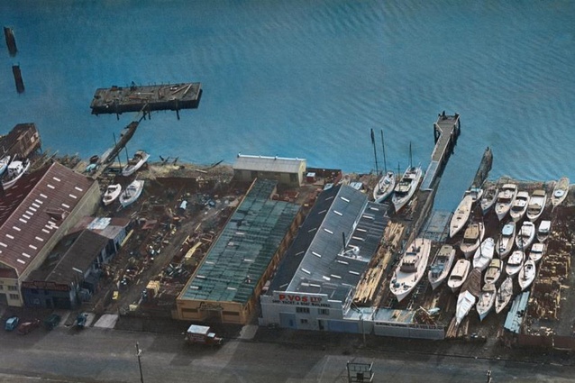 Aerial view of the Vos yard, Auckland.