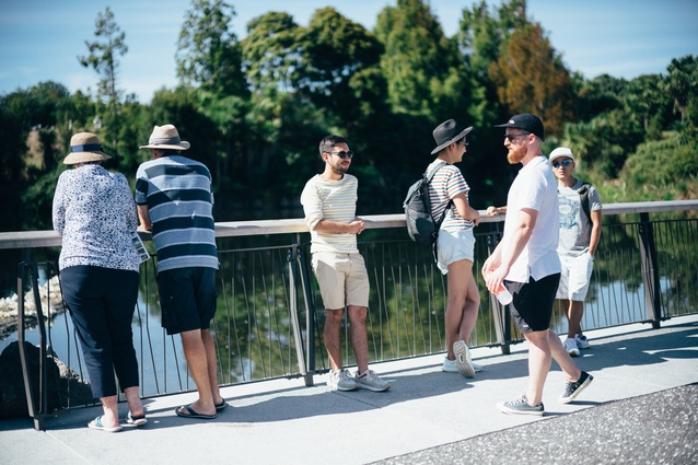 Constructed in part from recycled granite, the lake edge deck allows larger groups and families to get safely down to the water’s edge.